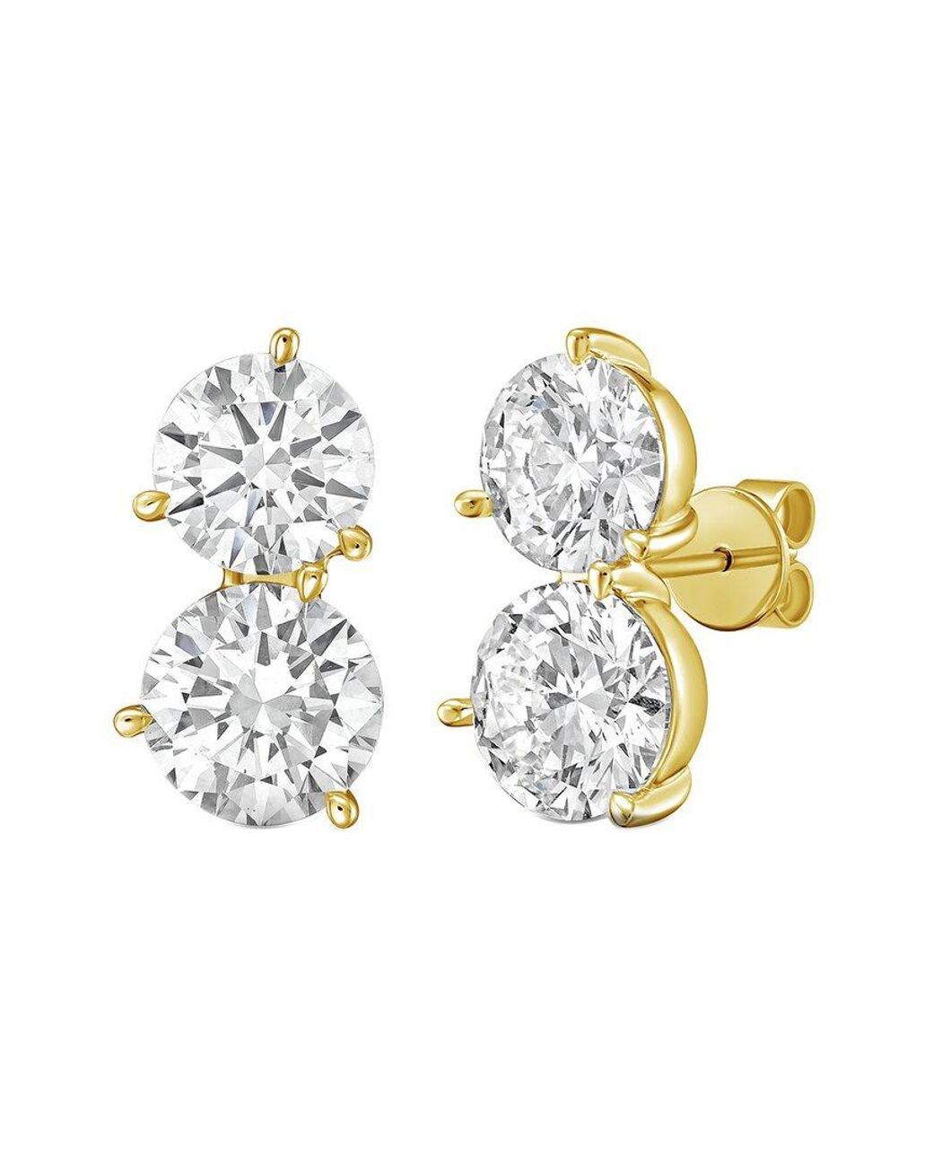 Diana M Metallic Diana M. 14K 4.00 Ct. Tw. Lab-Grown Diamond Two-Stone Earrings