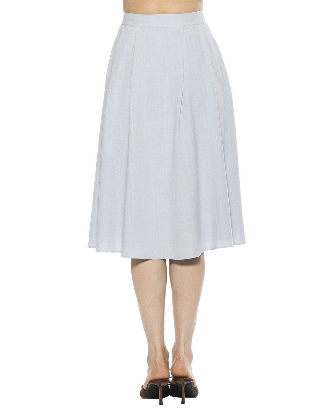 Alexia Admor Blue Maya Linen-Blend Midi Skirt