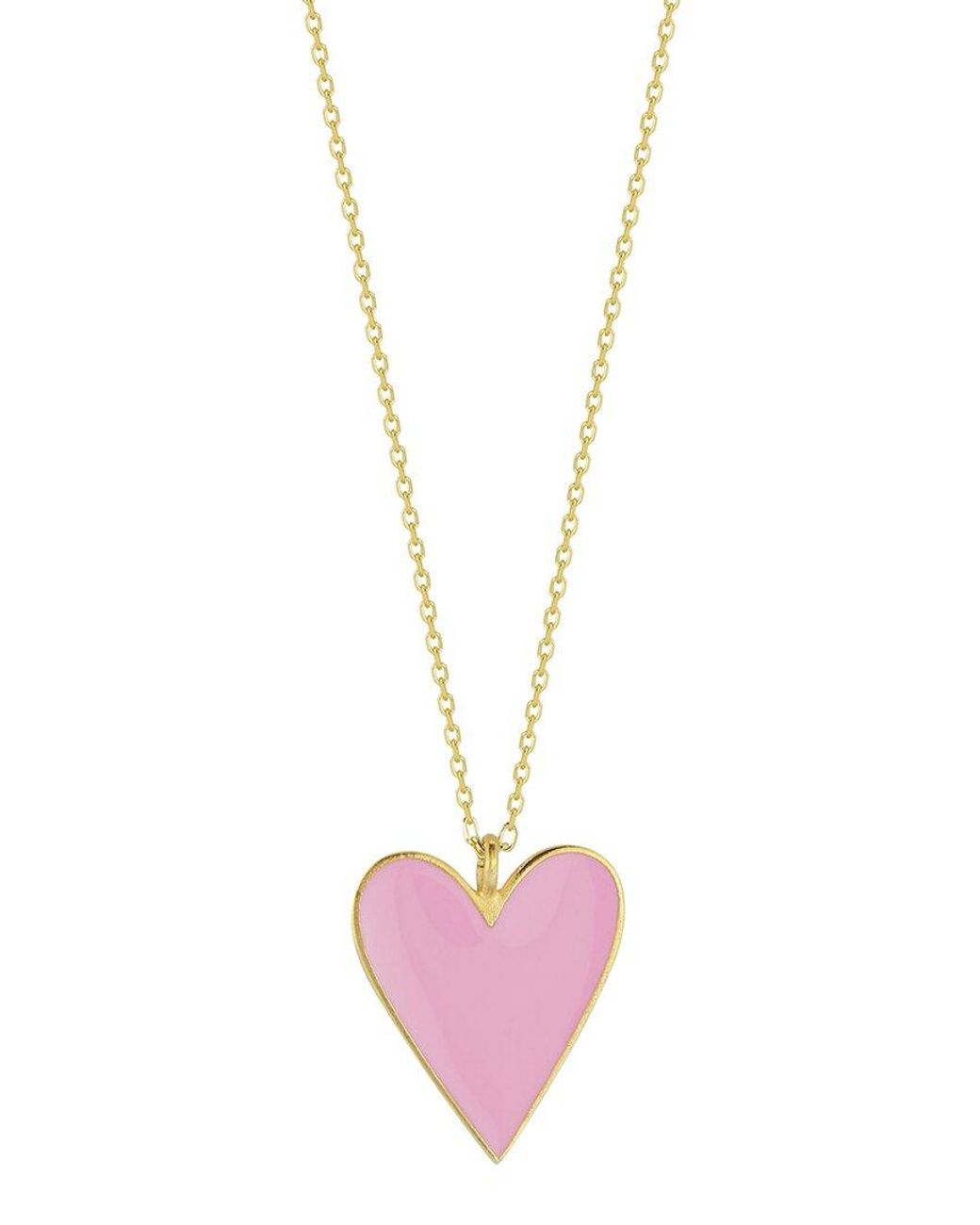 Sphera Milano Pink 14k Over Silver Heart Necklace