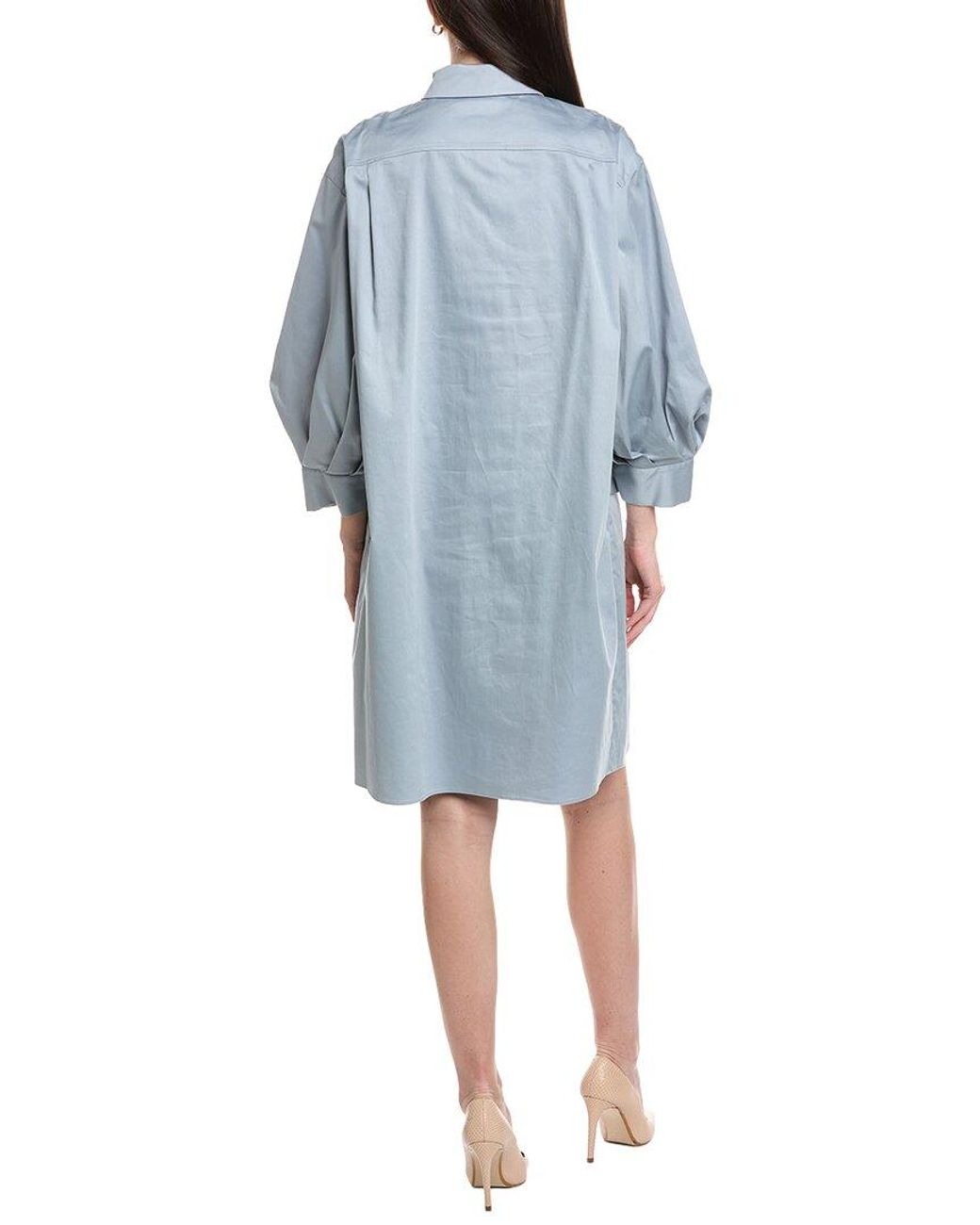 Lafayette 148 New York Blue Lantern Sleeve Shirtdress