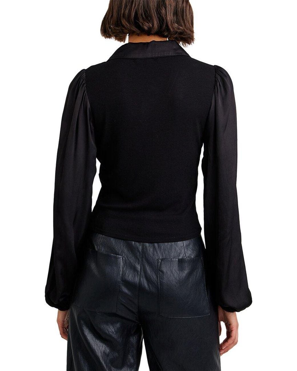 Bella Dahl Black Collared V-Neck Top