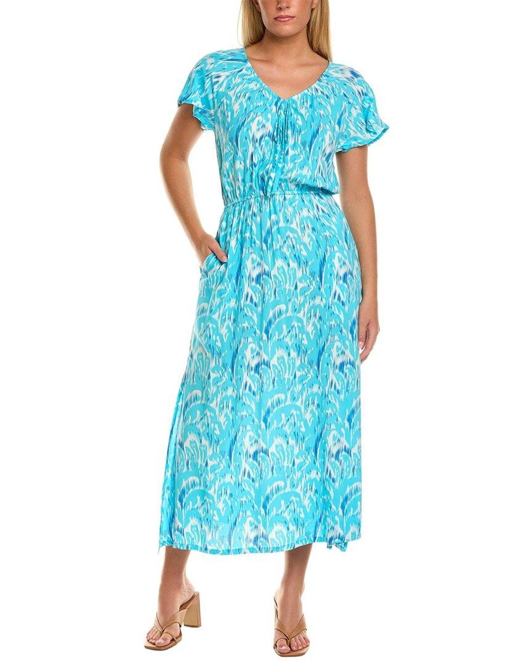 Stella Parker Blue Side Slits Maxi Dress