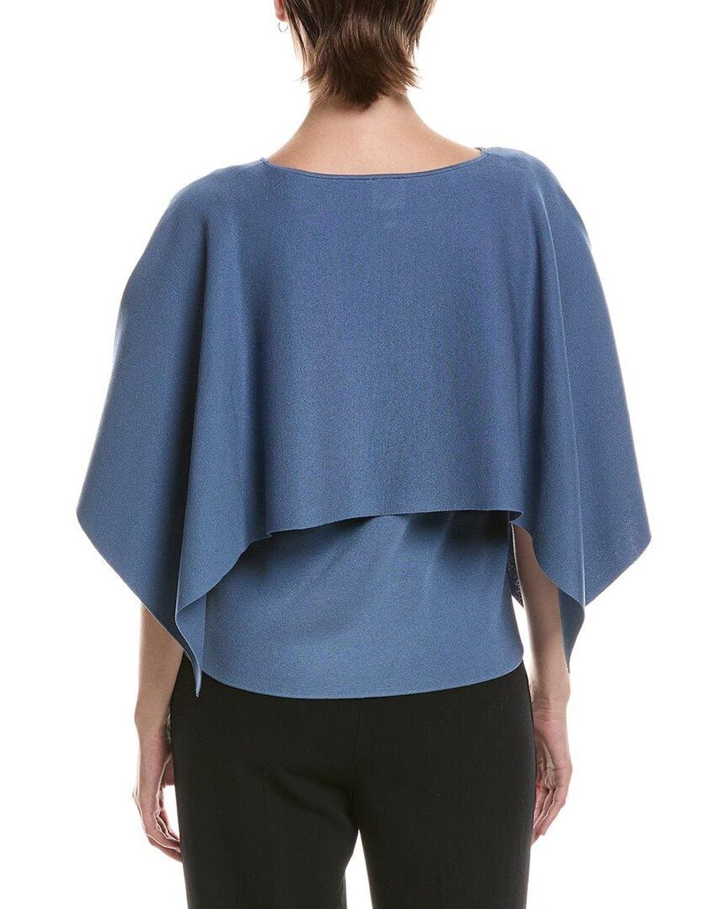 Anne Klein Blue Sweater Cape Top