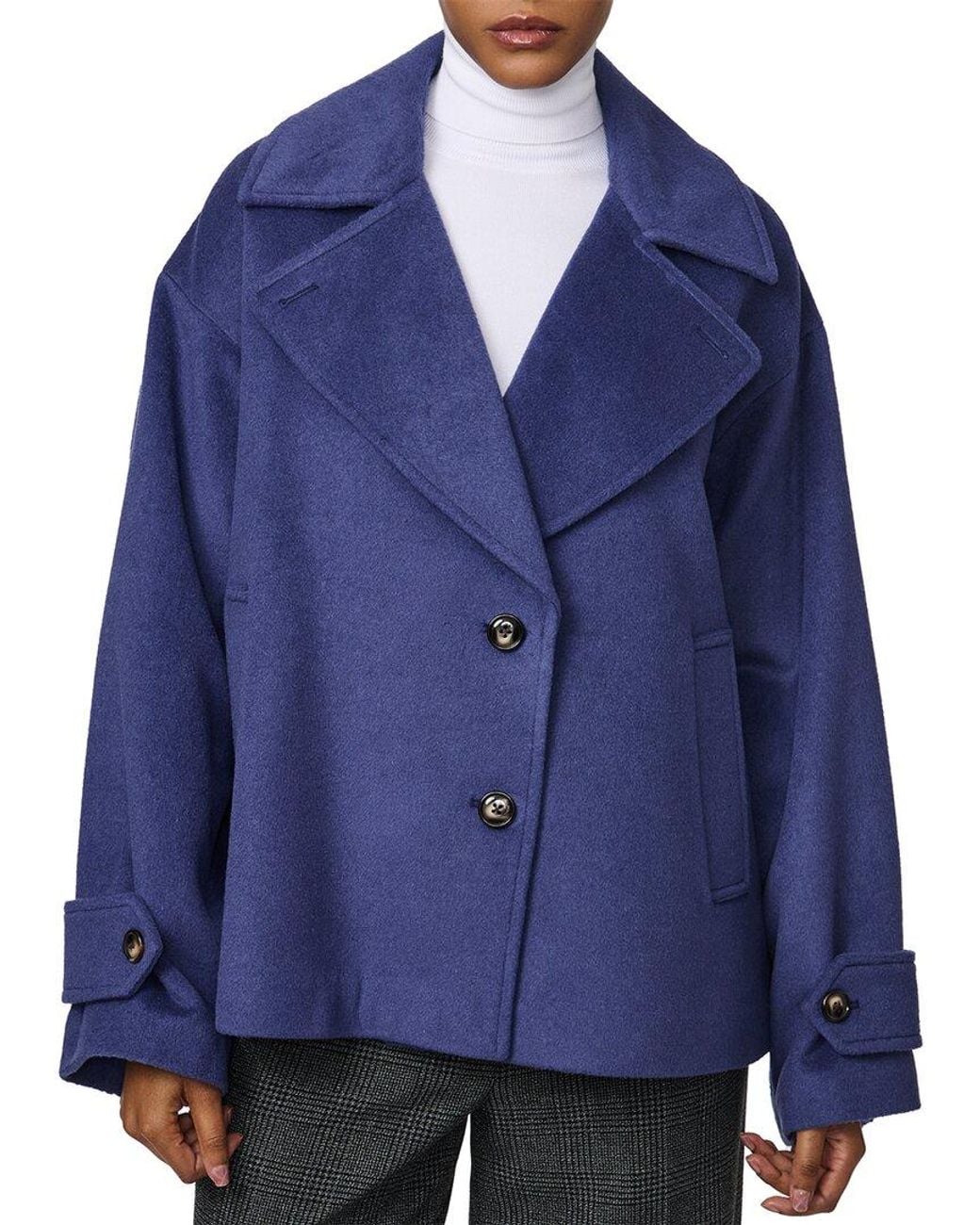 Bernardo Blue Medium Wool-Blend Coat