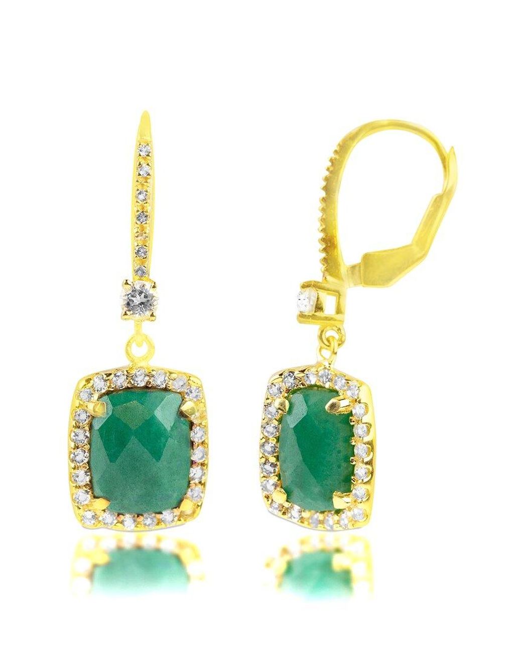 MaxColor White 18K Over 6.20 Ct. Tw. Emerald Dangle Earrings