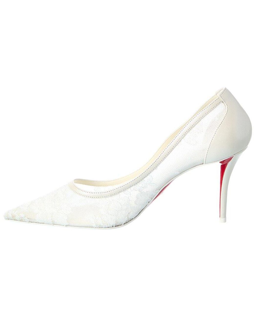 Christian Louboutin White Miss Z 80 Mesh & Leather Pump