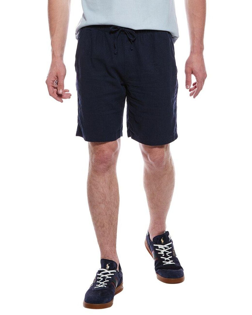 Tahari Blue Woven Drawstring Linen-Blend Short for men