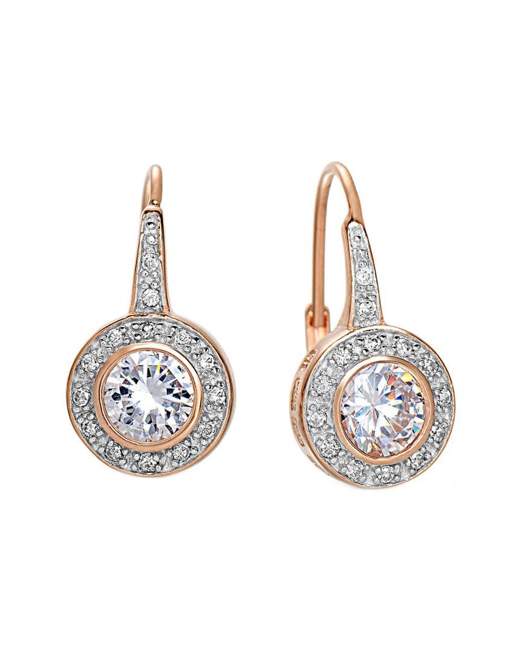 Genevive Jewelry Metallic 14k Rose Gold Vermeil Cz Earrings