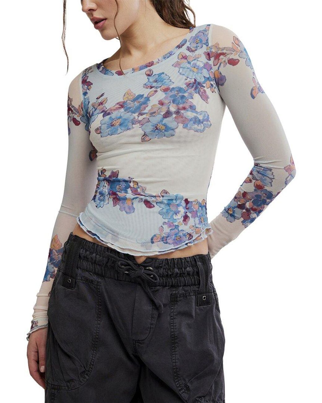 Free People Blue Lilly Printed Top