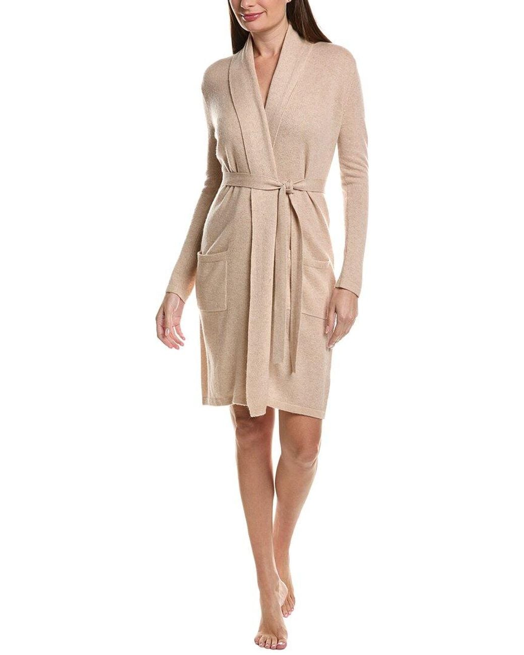 Sofiacashmere Natural Sofiacashmere Classic Jersey Wool & Cashmere-Blend Robe