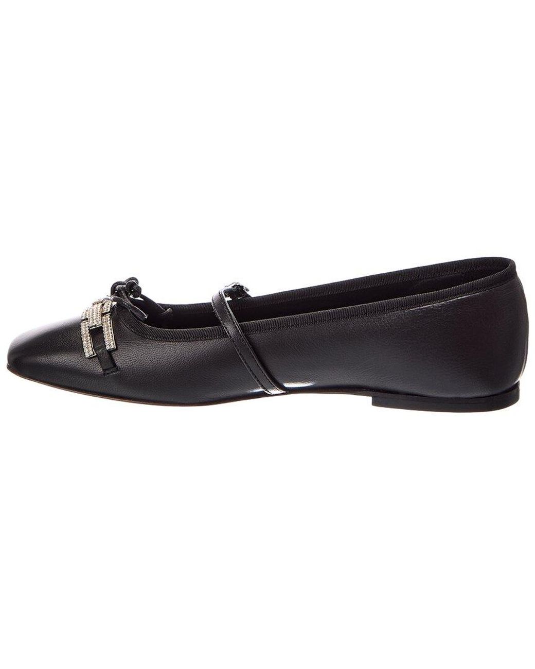 Baldinini Black Leather Ballet Flat