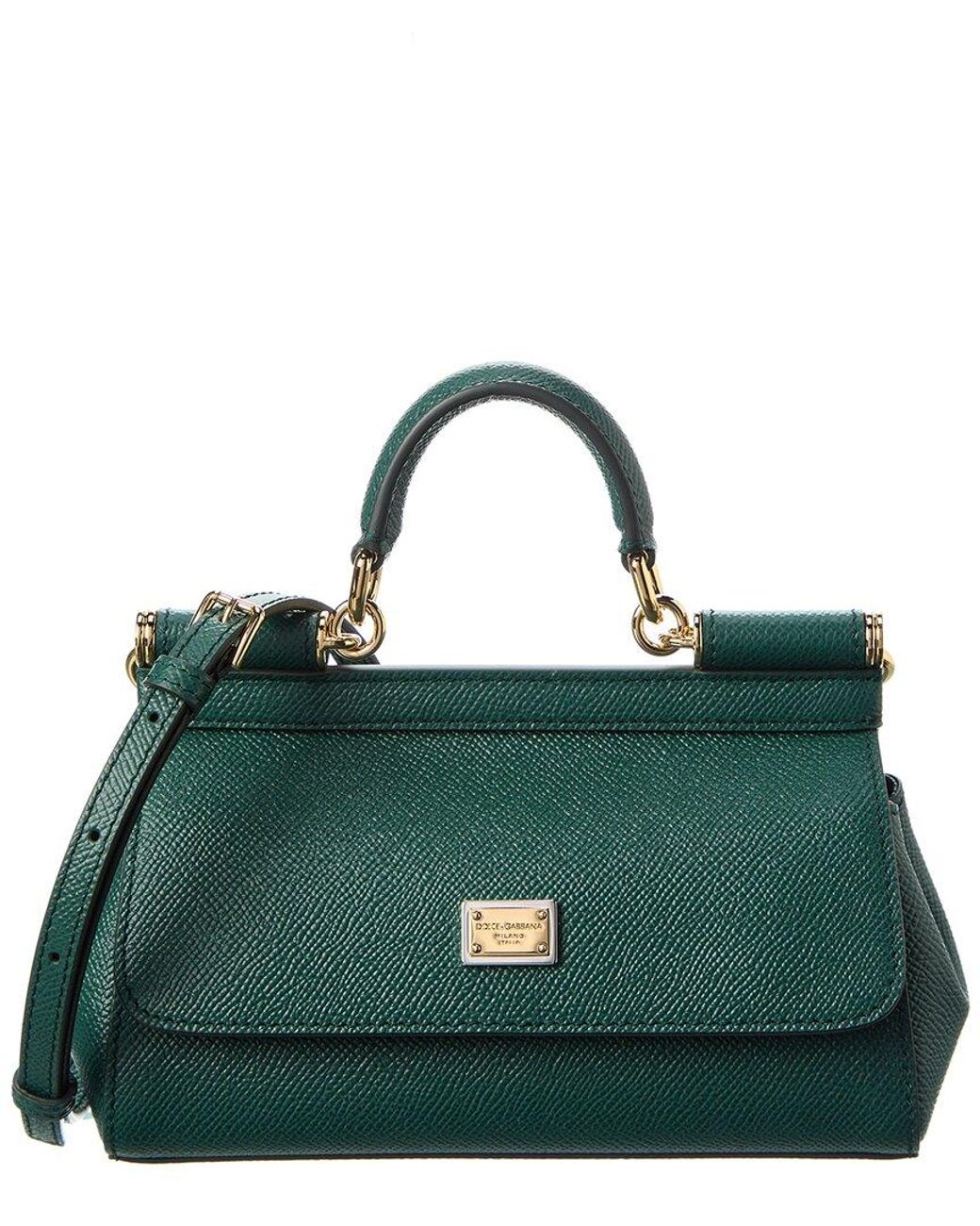 Dolce & Gabbana Small Dauphine Leather Sicily Bag in Green