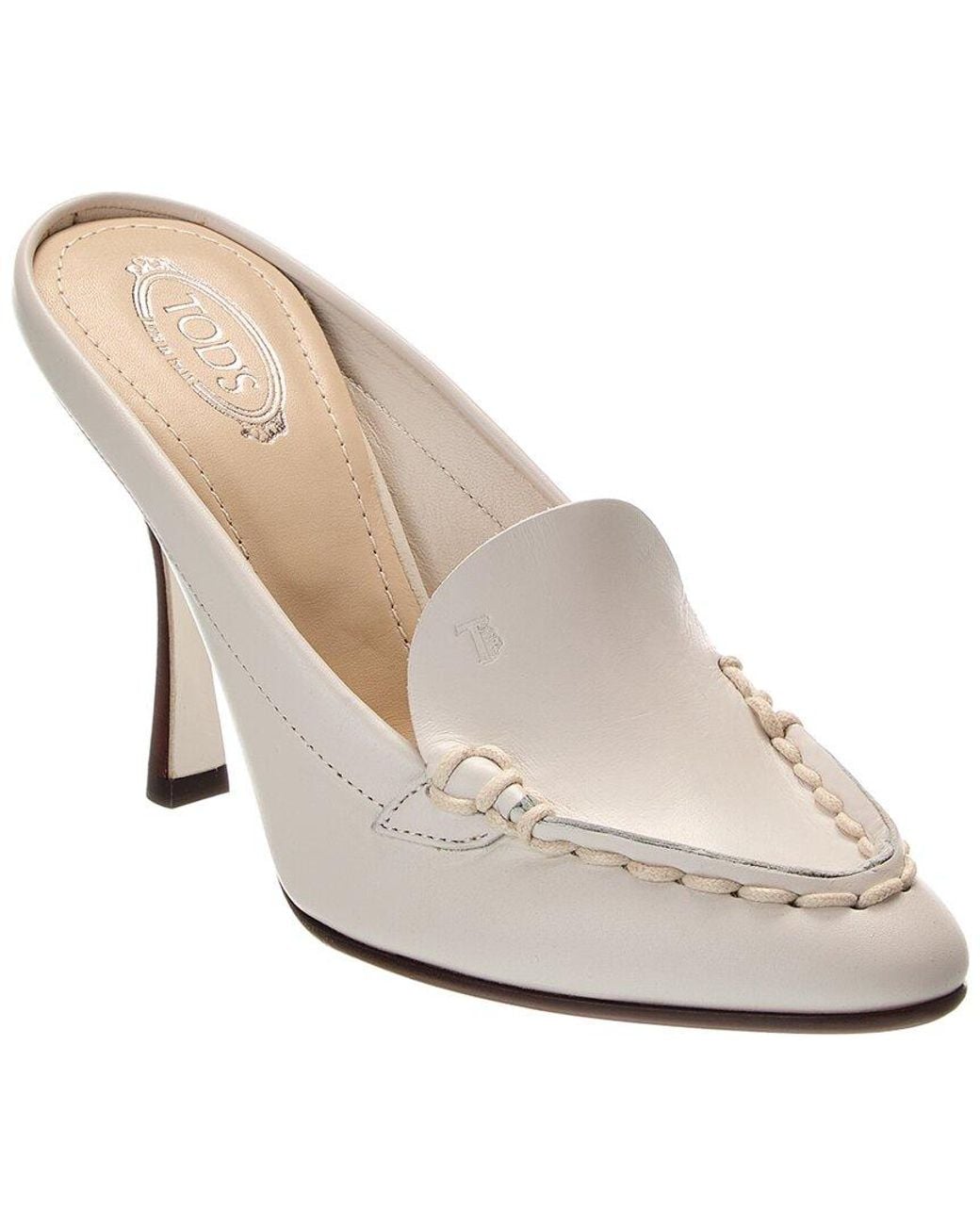Tod's White Leather Mule