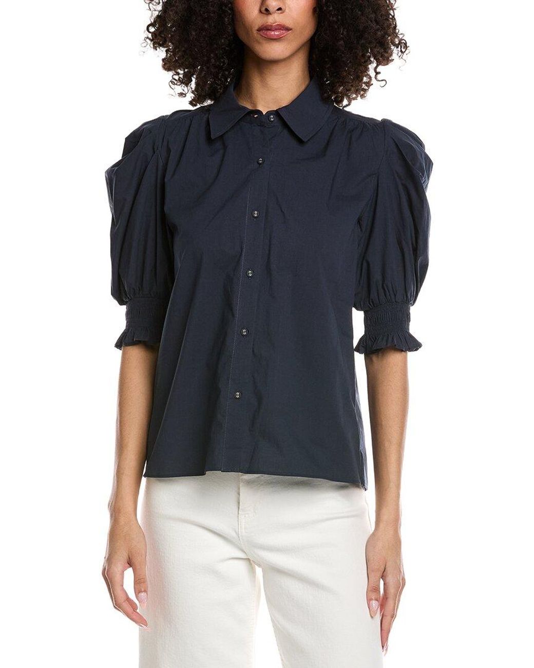 Ramy Brook Blue Corinne Long Sleeve Top