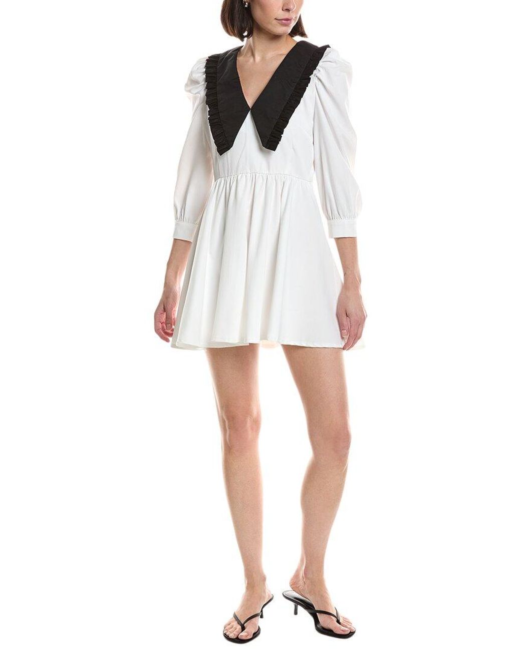 HL Affair White Long Sleeve Mini Dress