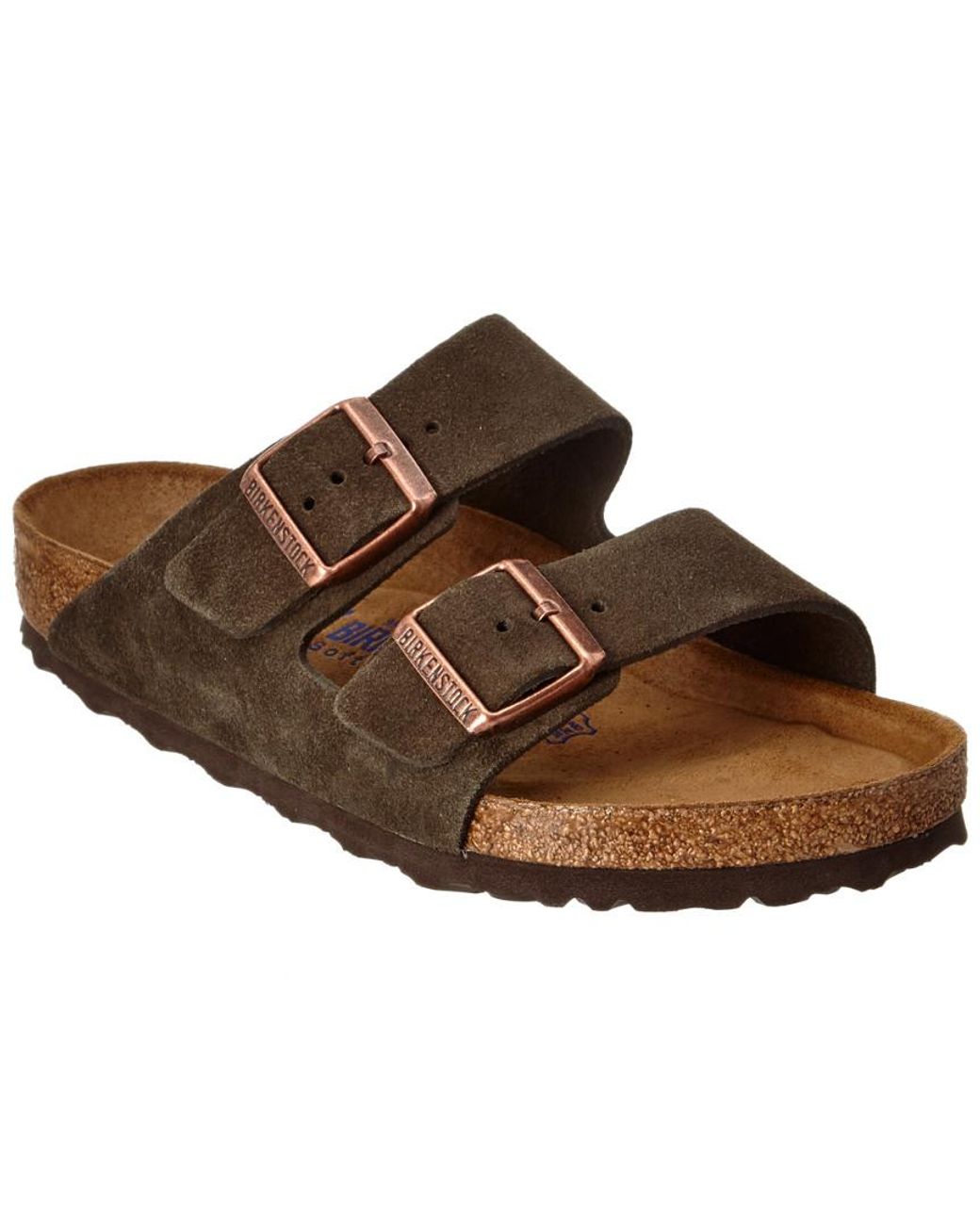 Birkenstock Arizona Soft Footbed Suede Leather Sandal in Brown | Lyst