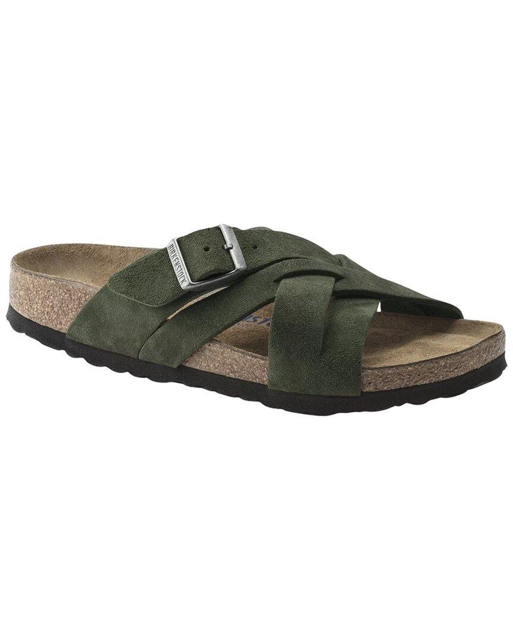 Birkenstock Green Lugano Soft Footbed Suede Sandal