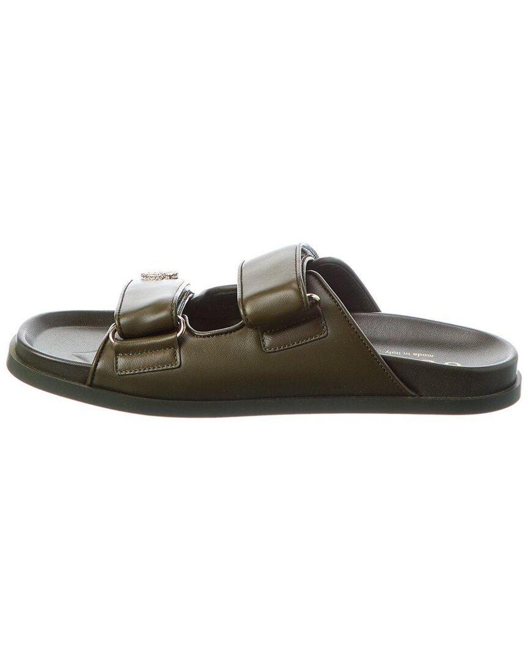 Gucci Brown Crystal Double G Leather Sandal