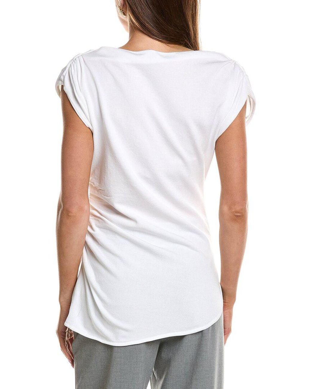 Kenneth Cole White Asymmetrical Drape Top