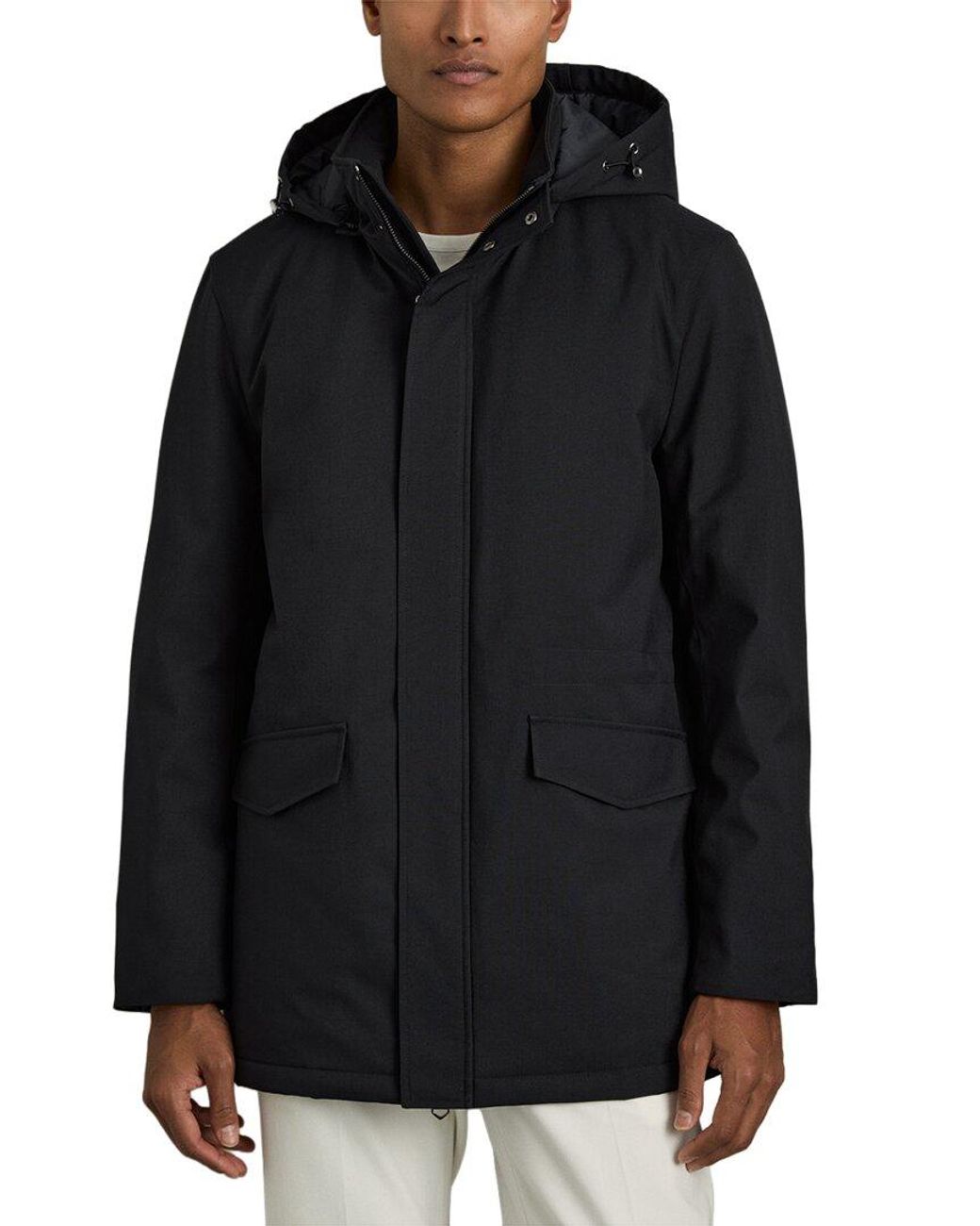 Reiss Black Lucan Hooded Nylon Jac Casual Jacket for men