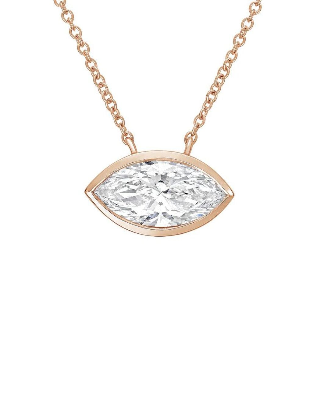 Diana M White Diana M. 14K Rose 3.00 Ct. Tw. Lab-Grown Diamond Solitaire Bezel Pendant