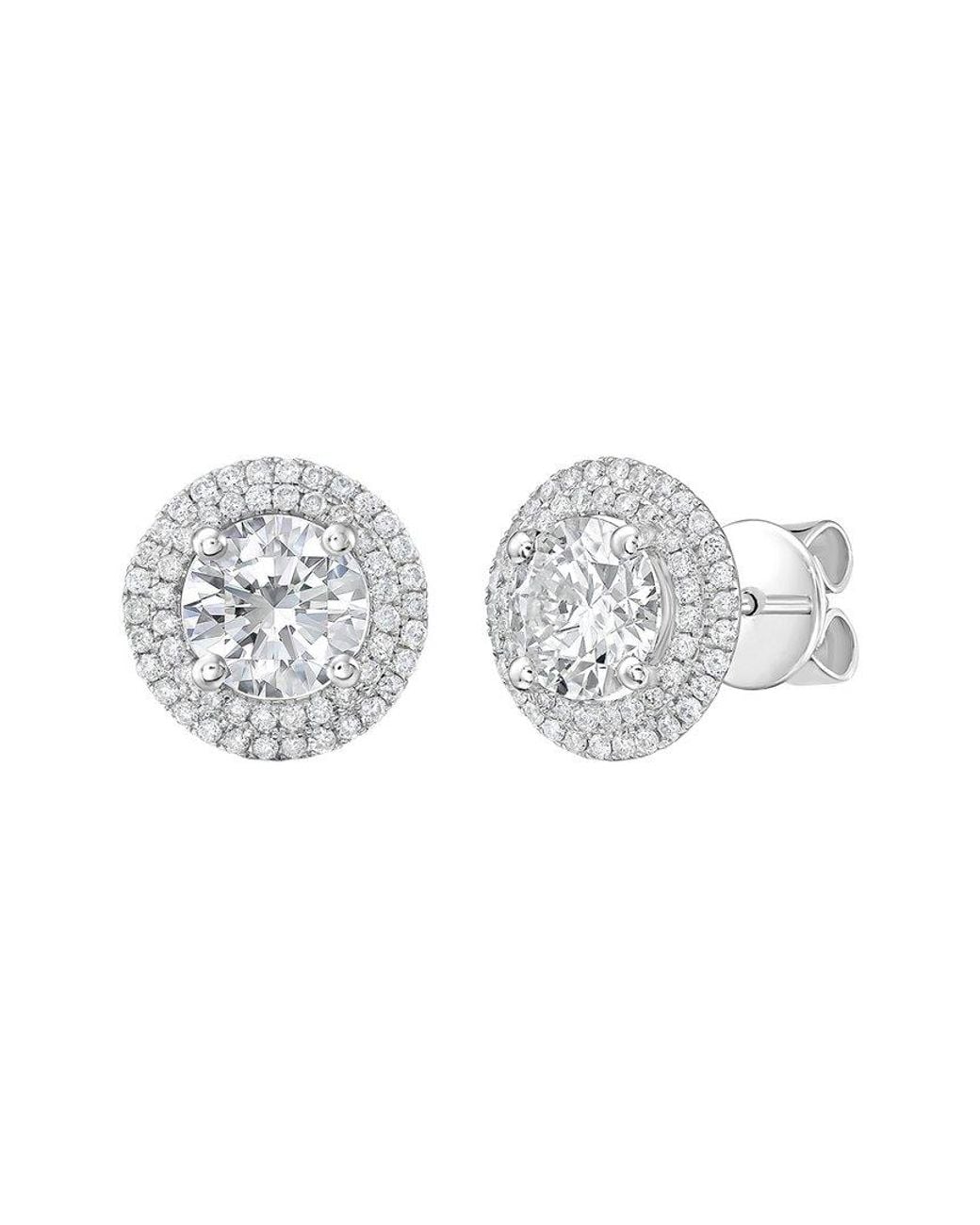 Diana M Metallic 14K 8.00 Ct. Tw. Lab-Grown Diamond Halo Earrings