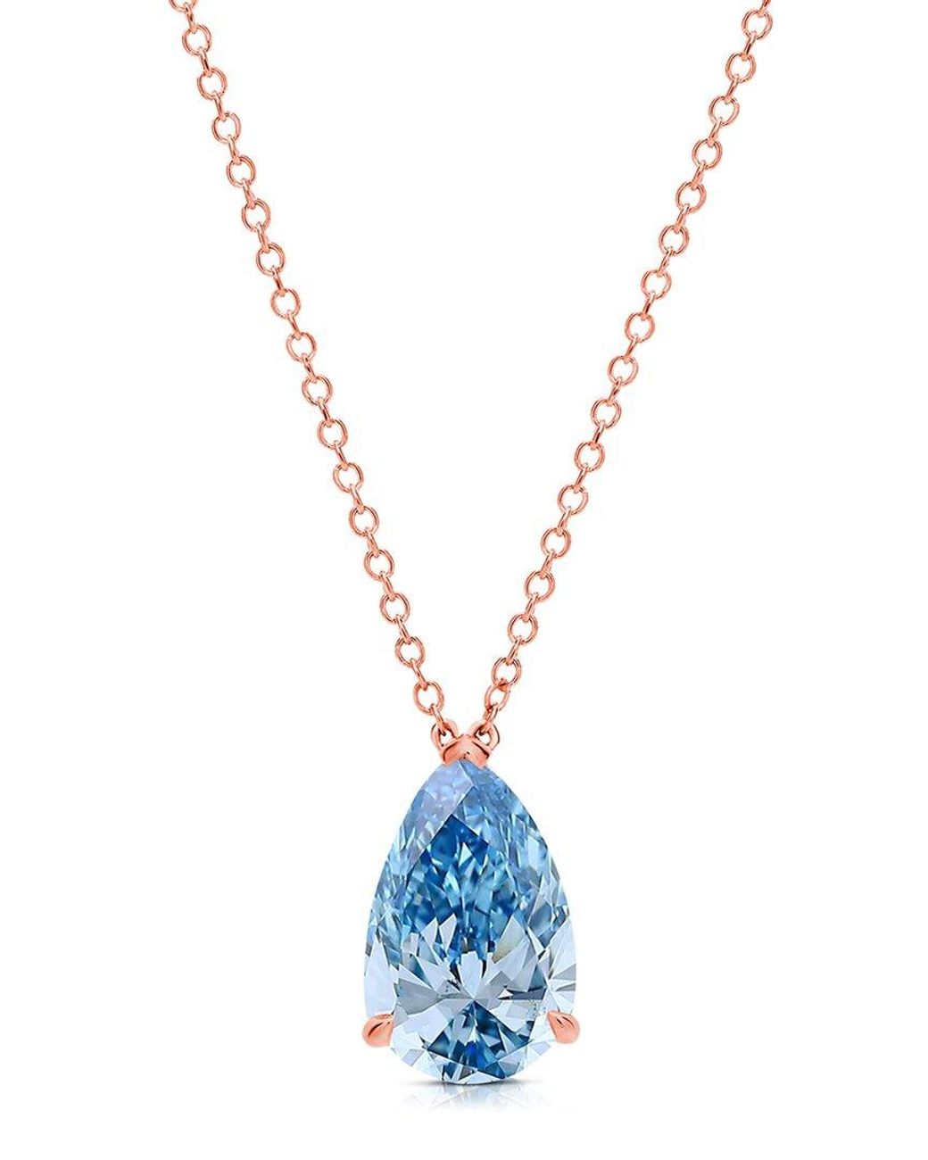 Amairah Blue 14K Rose 2.00 Ct. Tw. Lab-Grown Diamond Solitaire Pendant Necklace
