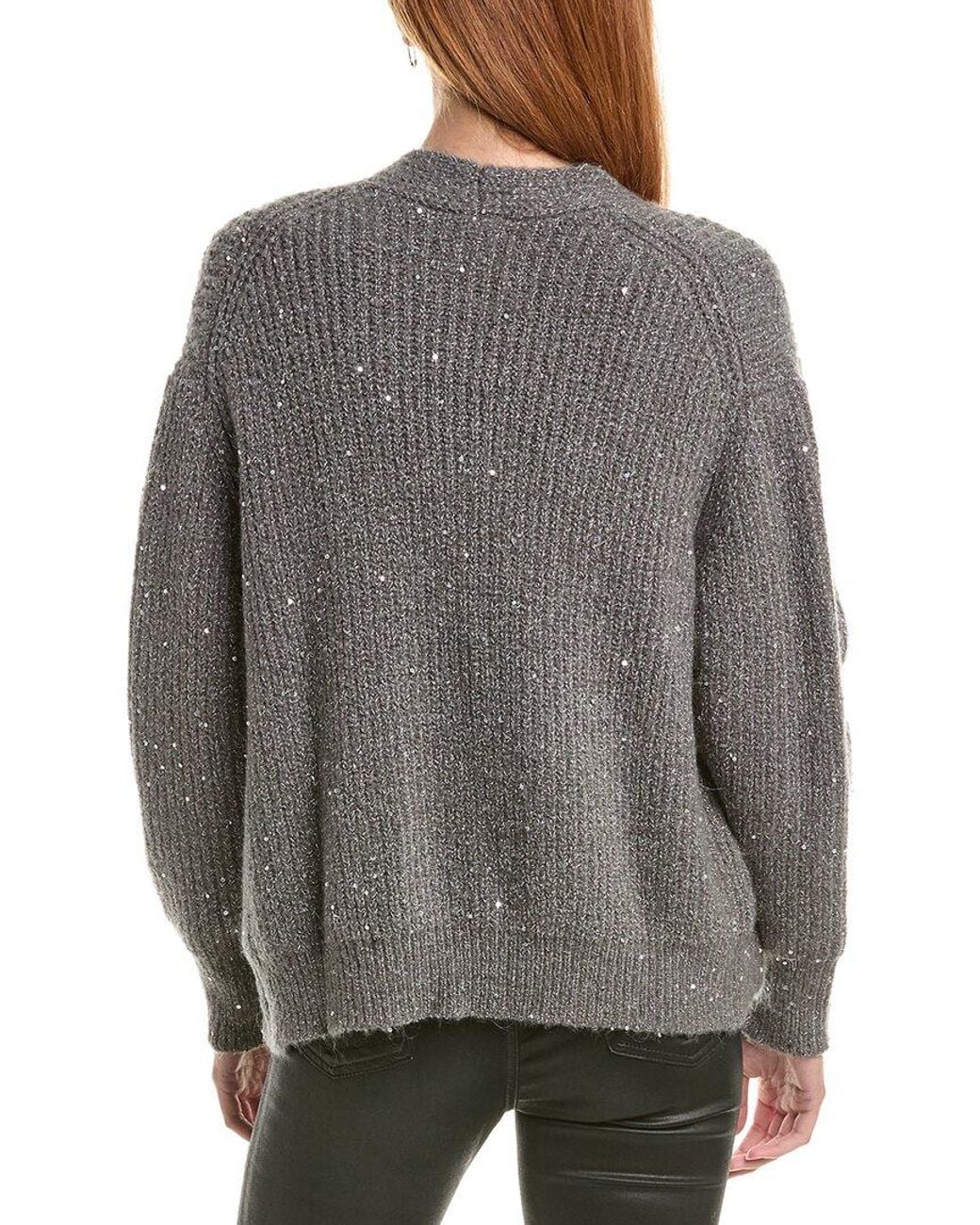 Forte Gray Sequin Mohair-Blend Cardigan