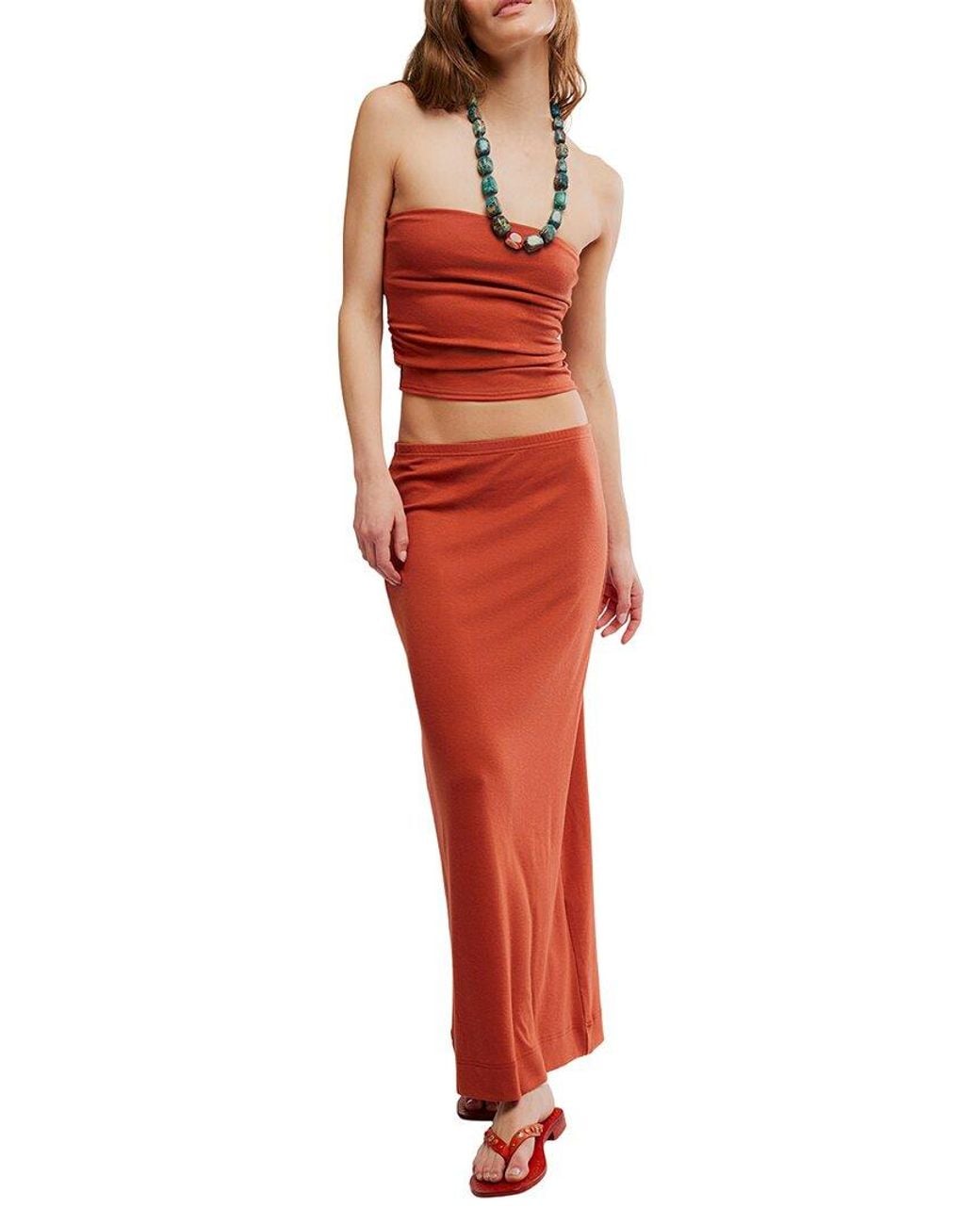 Free People Red 2Pc Good Feels Tube Set
