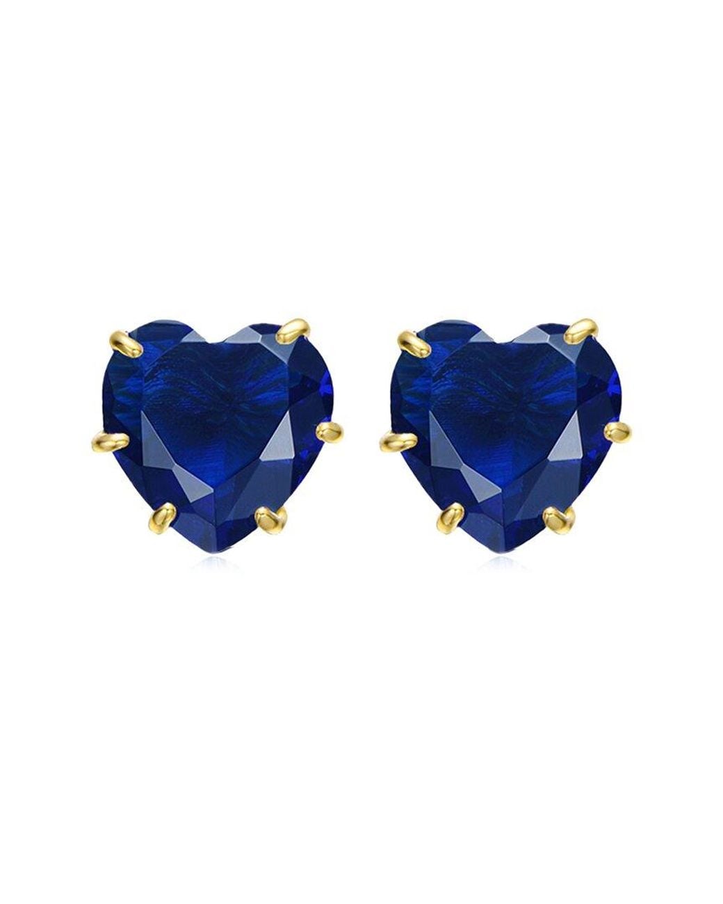Rachel Glauber Blue 14K Plated Cz Stud Earrings