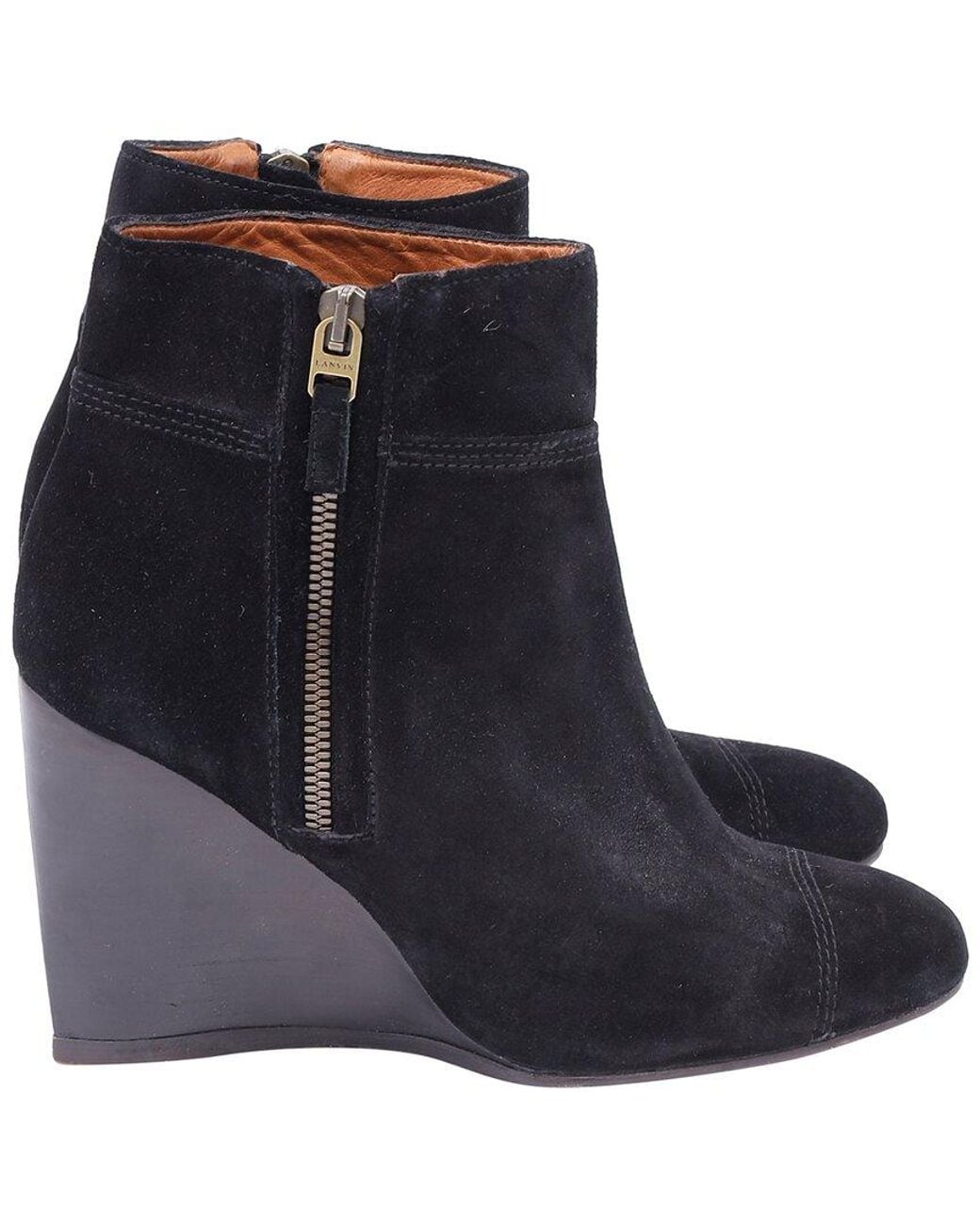 Lanvin Black Suede Wedge Bootie (authentic Pre-loved)