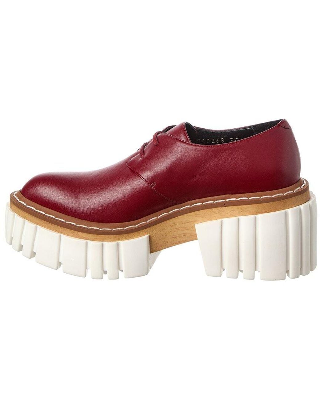 Stella McCartney Red Emilie Leather Platform Oxford