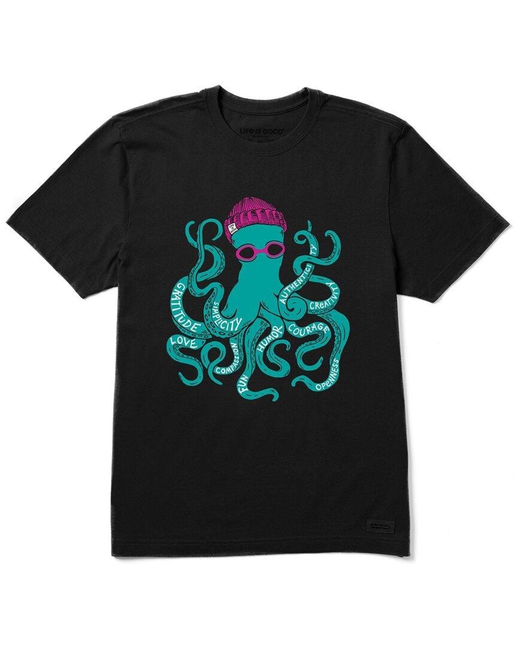 Life Is Good. Black Crusher T-Shirt for men