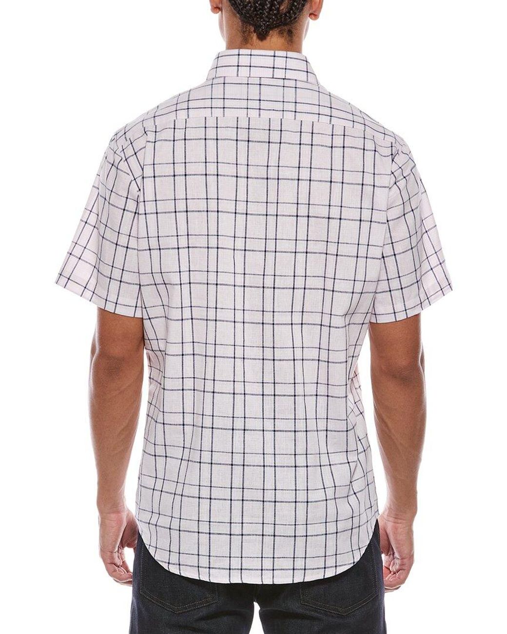 Tailorbyrd White Yarn Dyed Large Check Linen-Blend Shirt for men