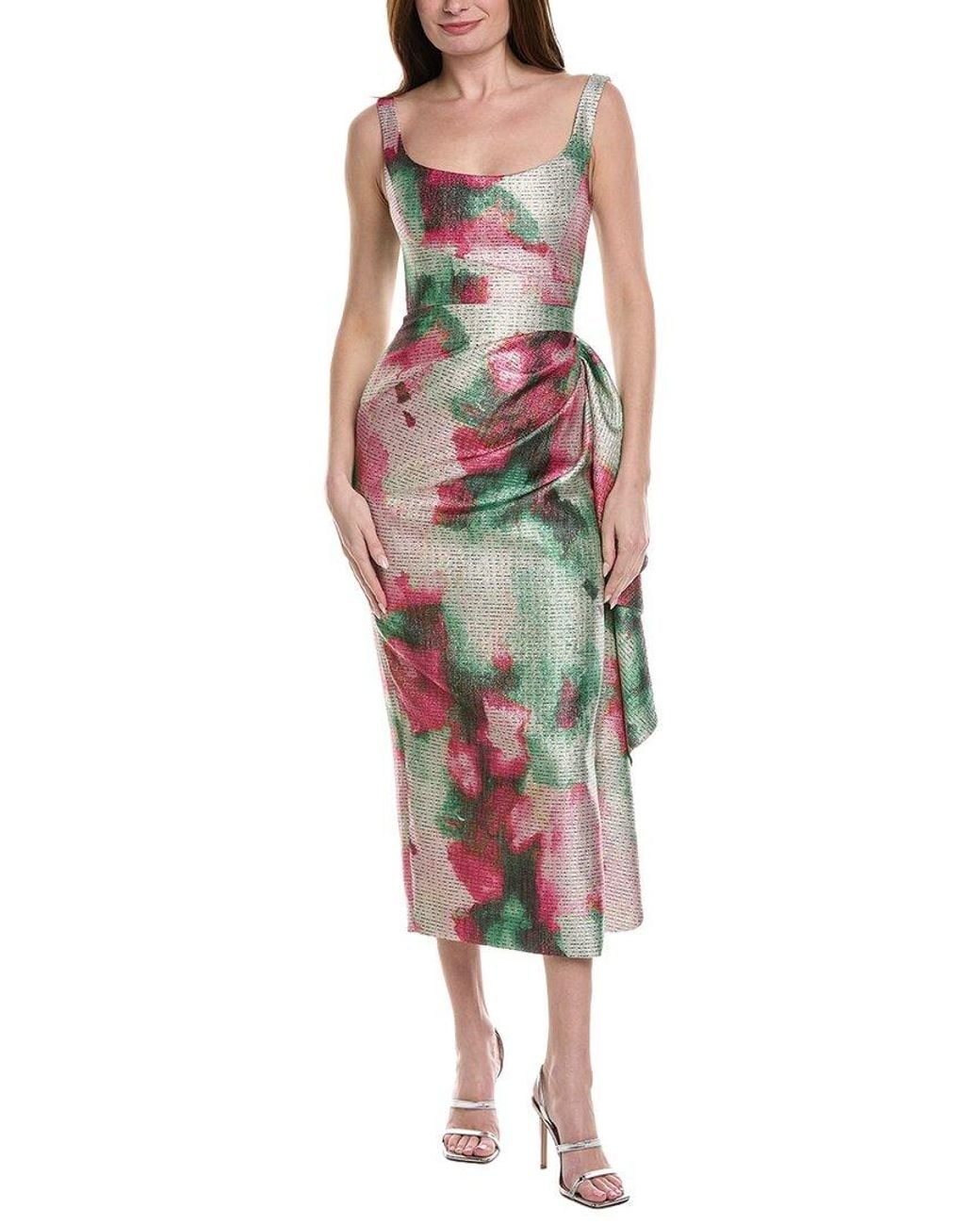 Lela Rose Red Scoop Neck Florence Sheath Dress