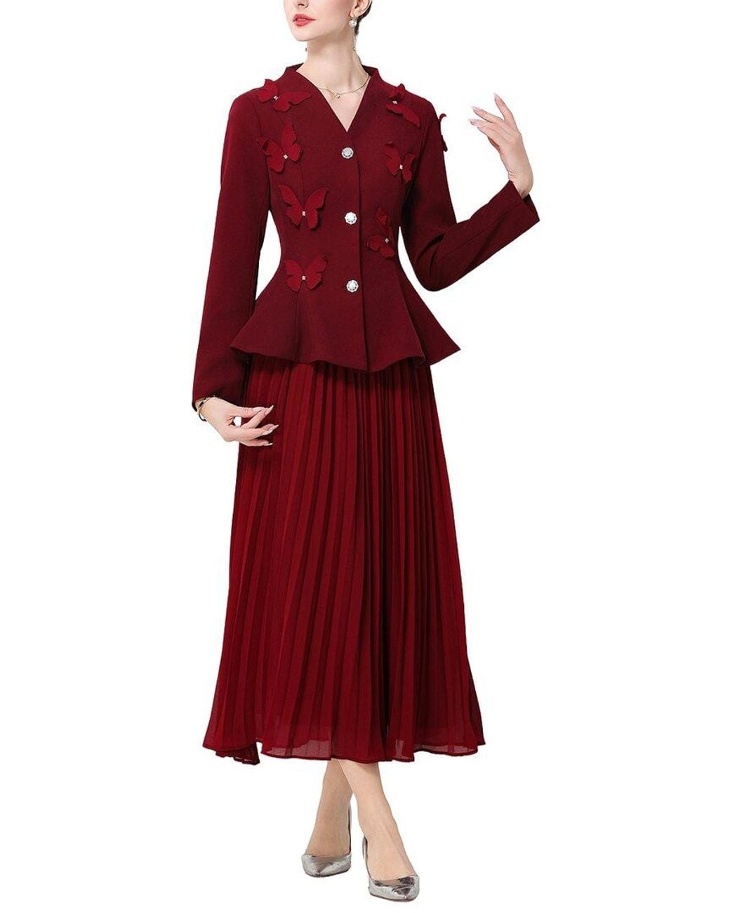 Kaimilan Red 2Pc Blazer & Skirt Set