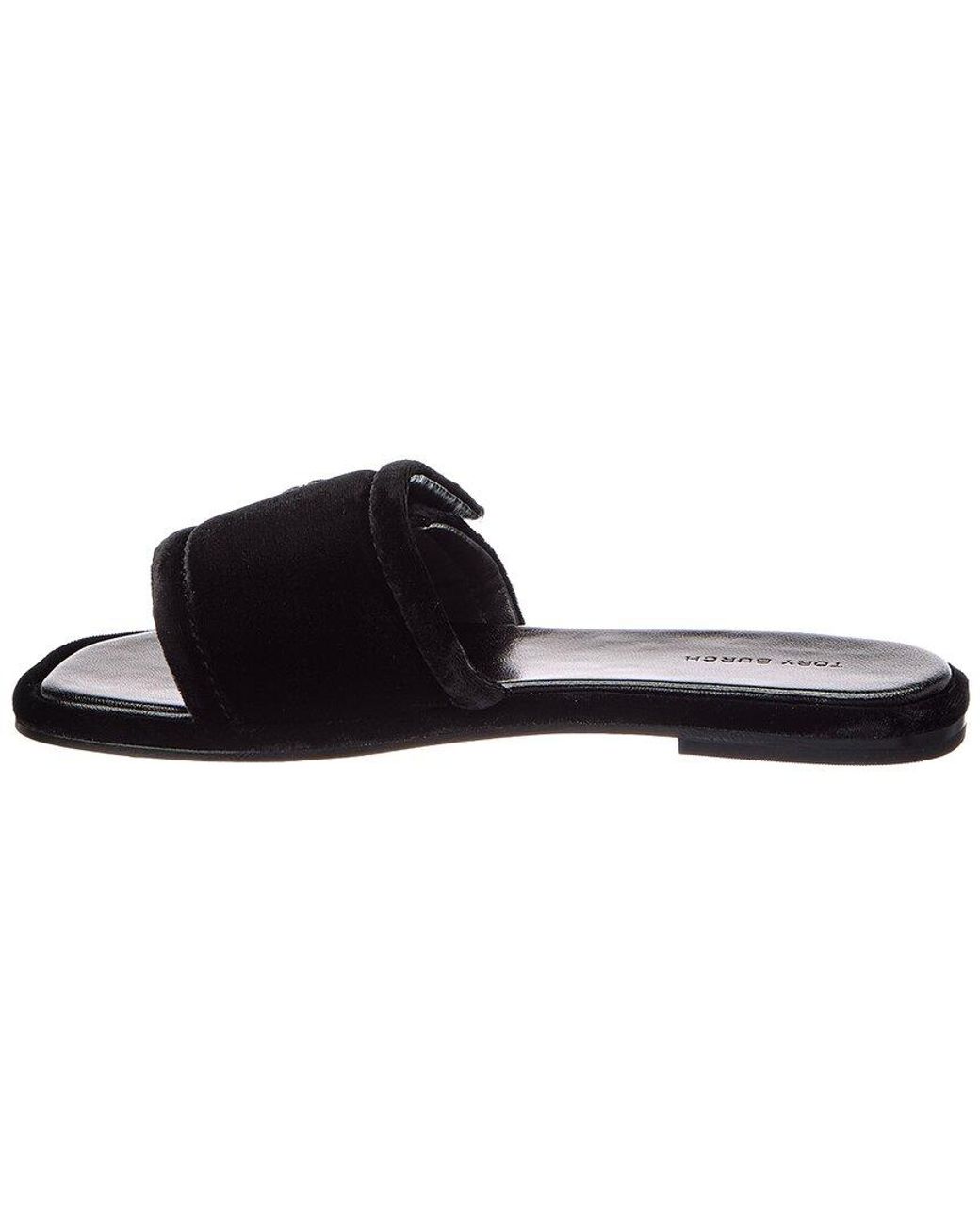Tory Burch Black Everly Velvet Slide Sandal