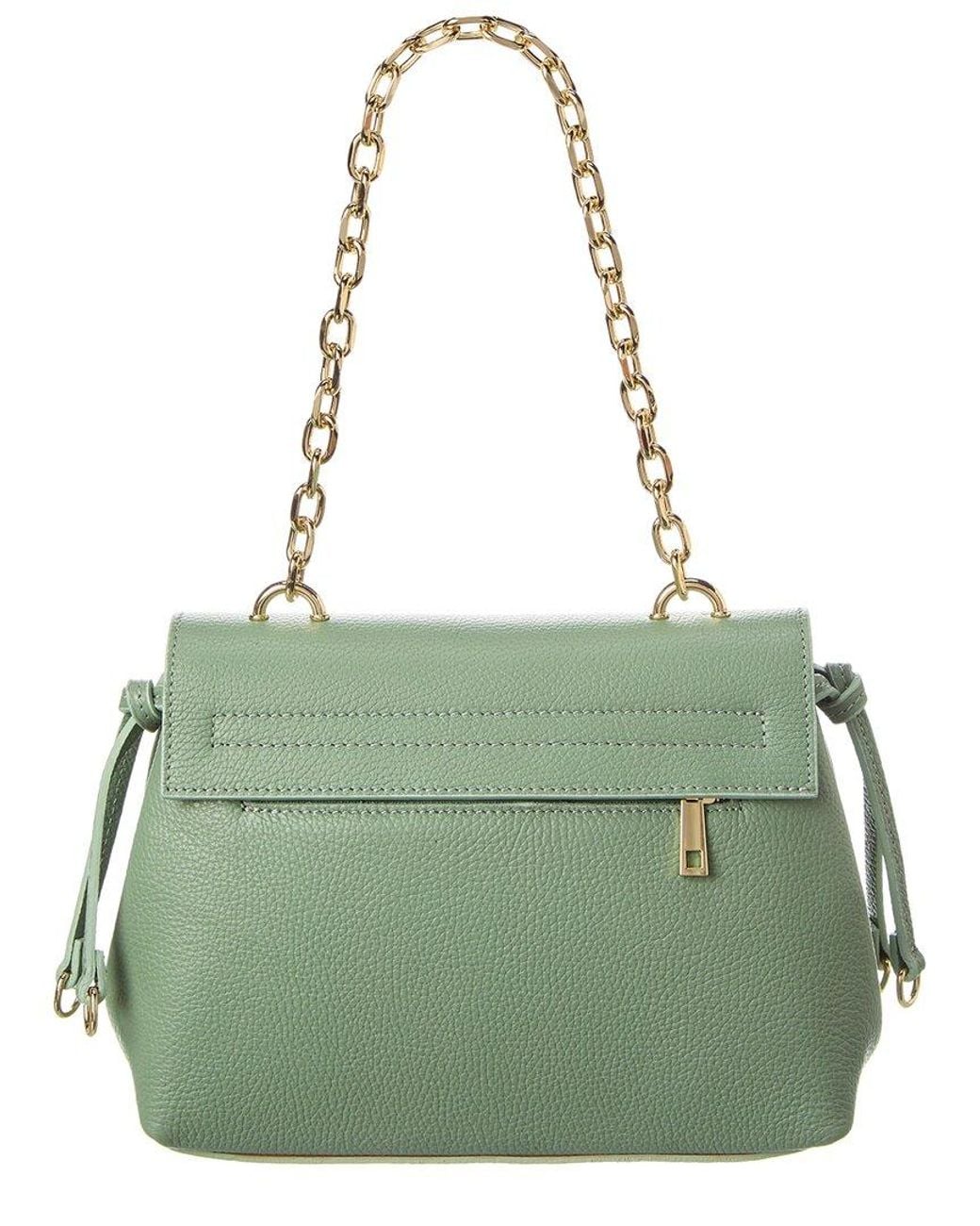 Italian Leather Green Top Handle Shoulder Bag