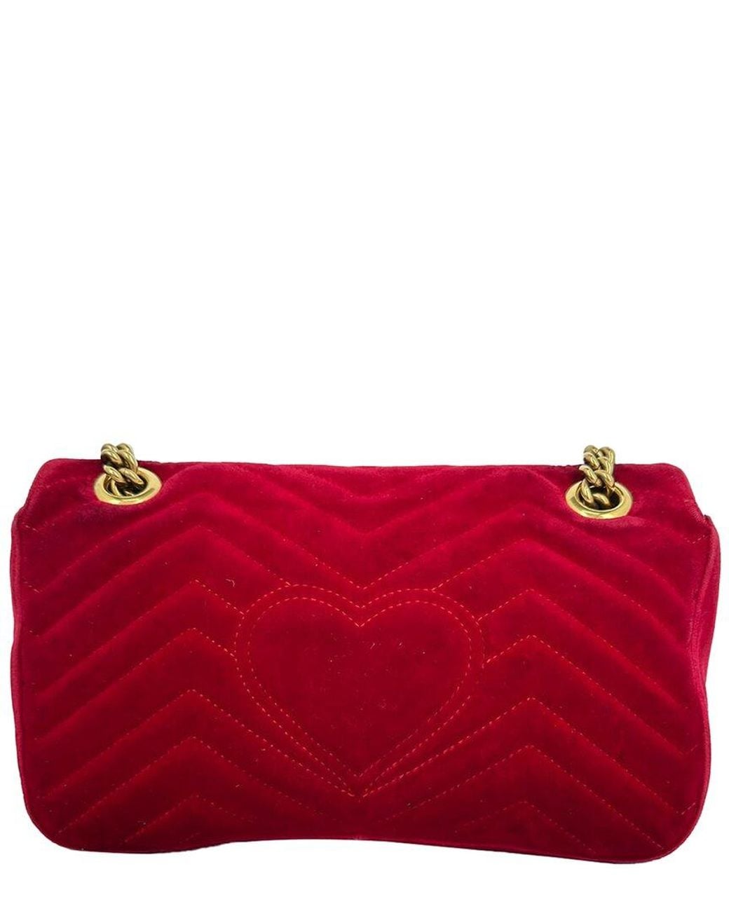Gucci Red Velvet Small Gg Marmont Shoulder Bag (Authentic Pre-Loved)