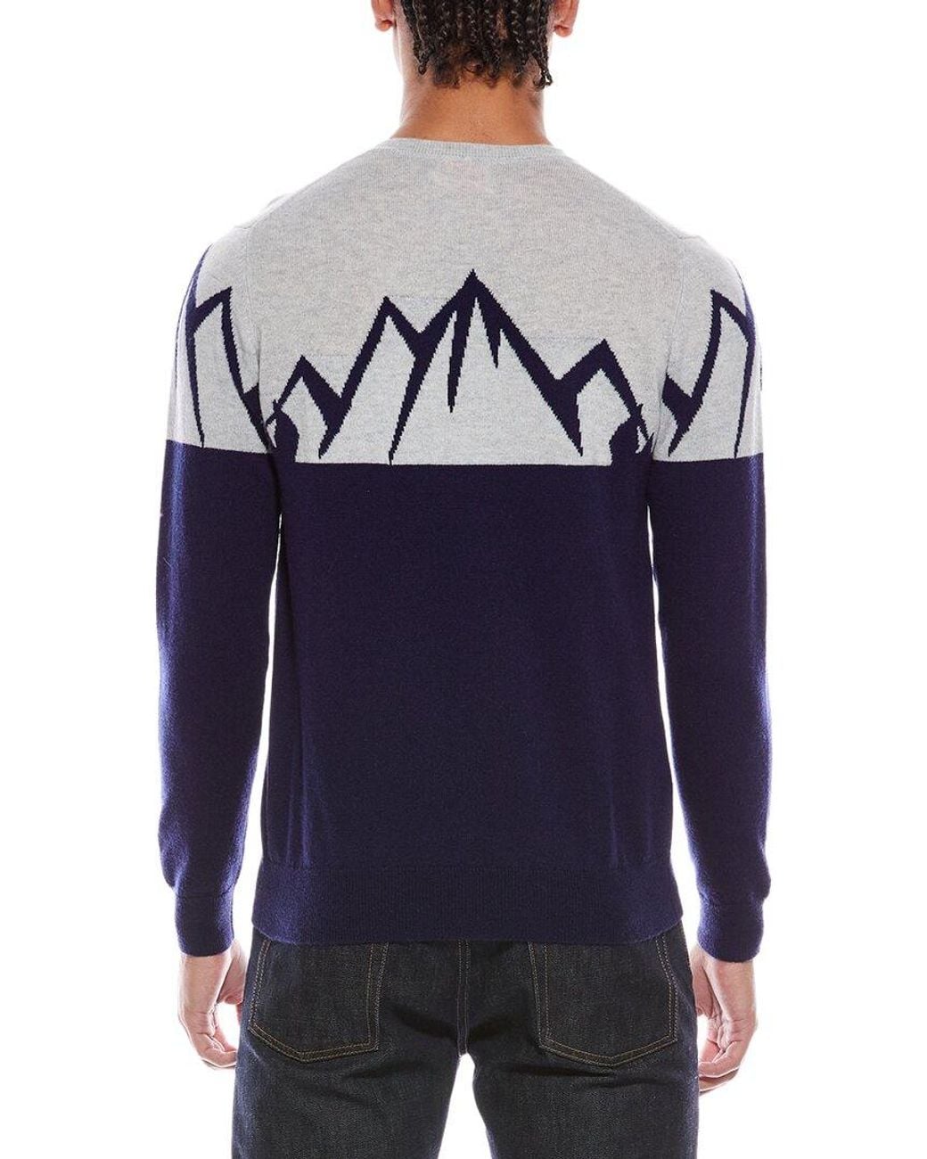 Brodie Cashmere Blue Landscape Wool & Cashmere-Blend Crewneck Sweater for men