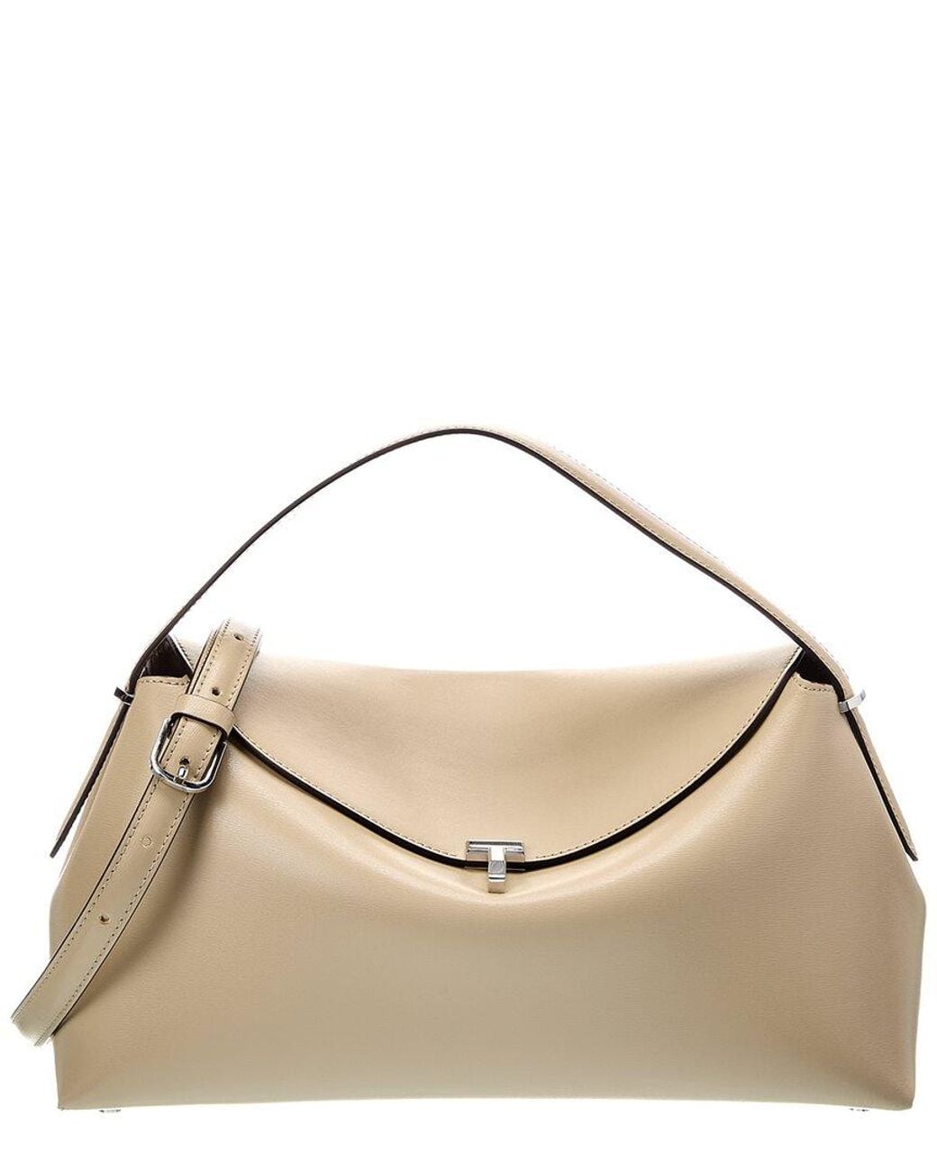 Totême Natural T-Lock Leather Top Handle Shoulder Bag