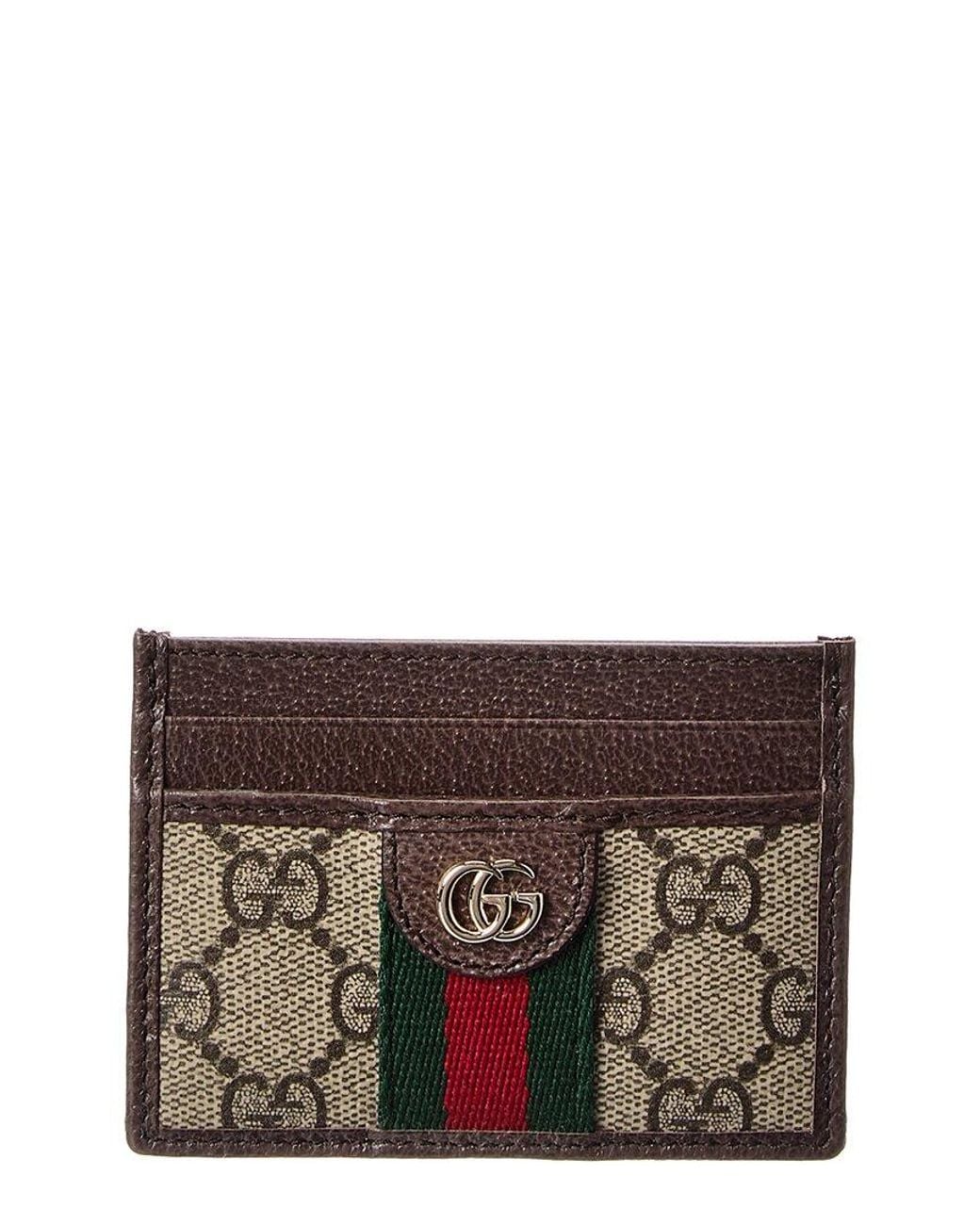 Gucci Brown Ophidia Gg Supreme Canvas & Leather Card Case