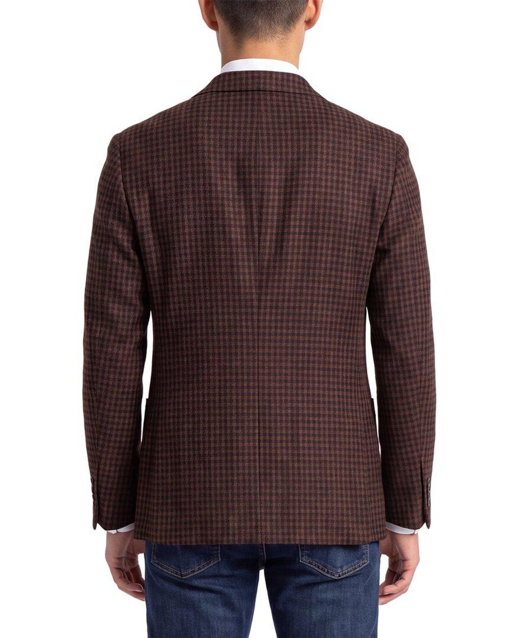 Corneliani Brown Cc Collection Houndstooth Wool-Blend Blazer for men