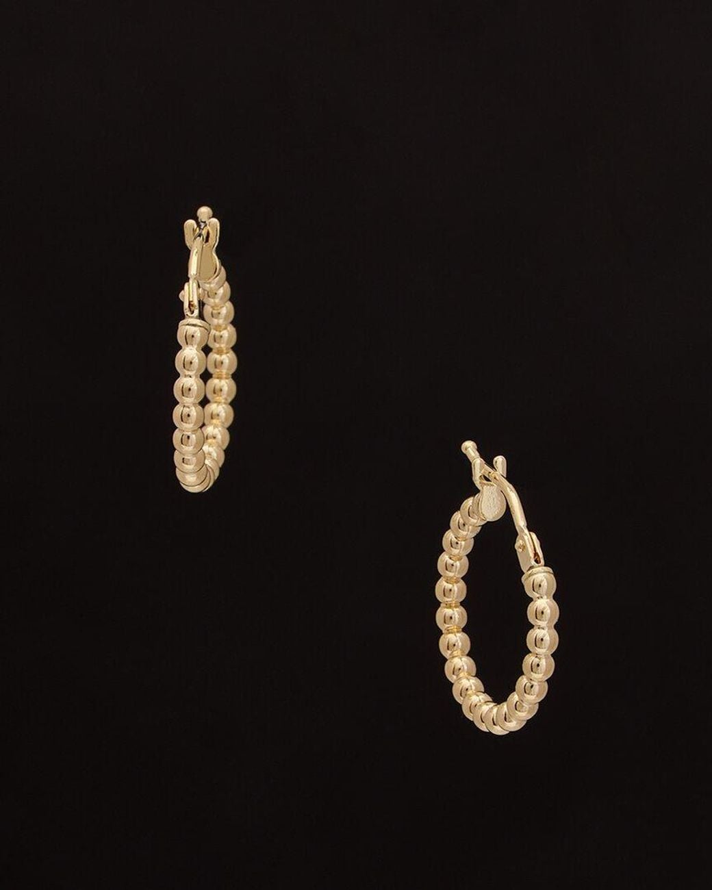 Italian Gold Black 14K Beaded Hoops