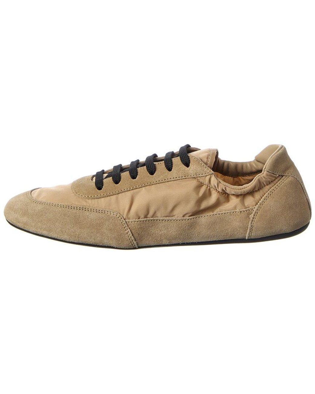 Prada White Collapse Re-Nylon & Suede Sneaker