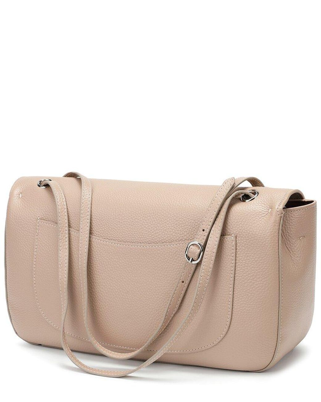 Tiffany & Fred Paris Brown Premium Pebbled Leather Turnlock Shoulder Bag