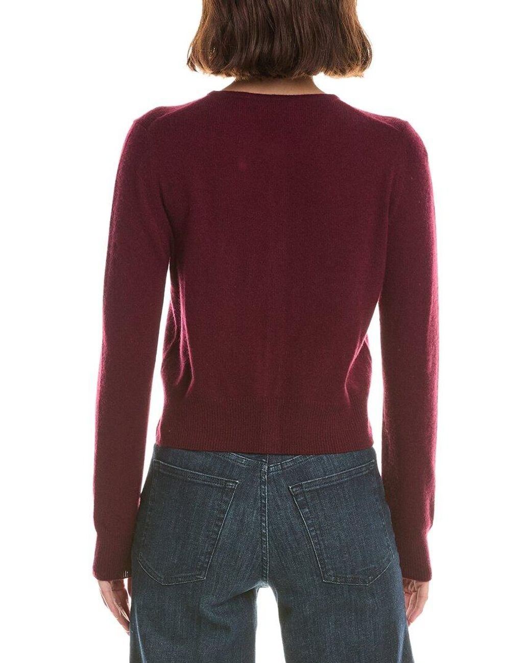 Forte Red Basic Cropped Button 100% Cashmere Cardigan