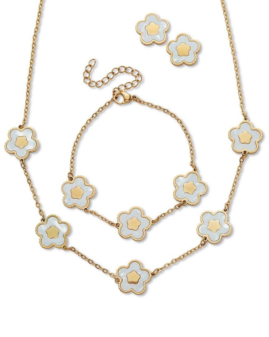 Palmbeach Jewelry Metallic Plated Stainless Steel Mother Of Pearl Necklace