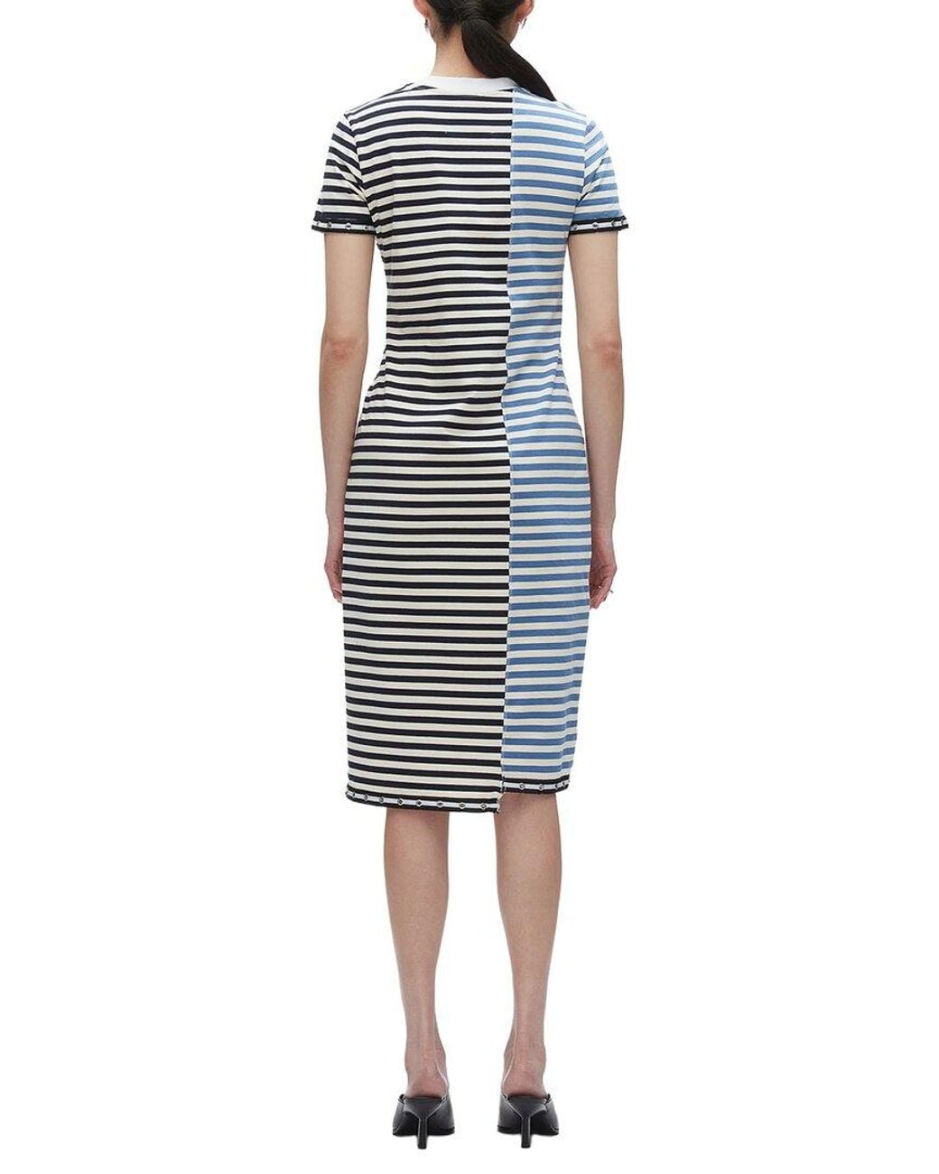 3.1 Phillip Lim Blue Patchwork Short Sleeve T-Shirt Dress
