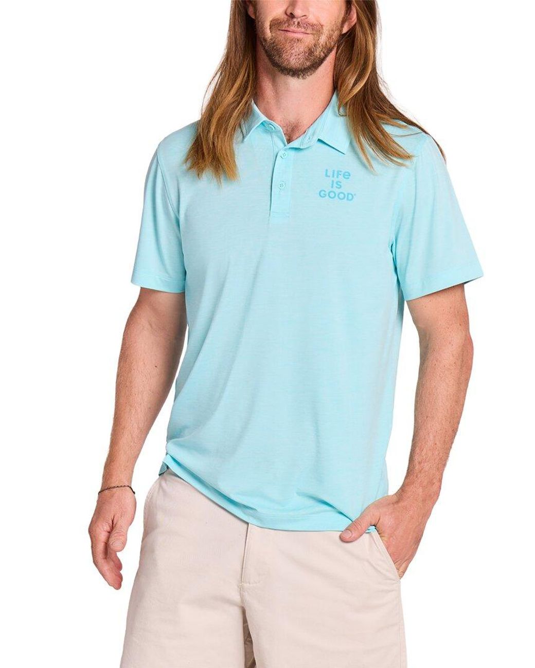 Life Is Good. Blue Sun Crusher Polo Shirt for men